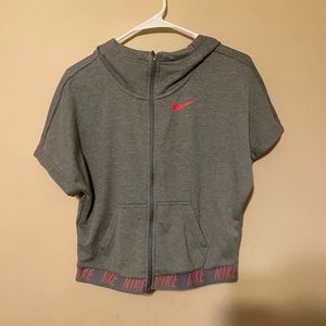 Nike dri-fit cropped short sleeve hoodie